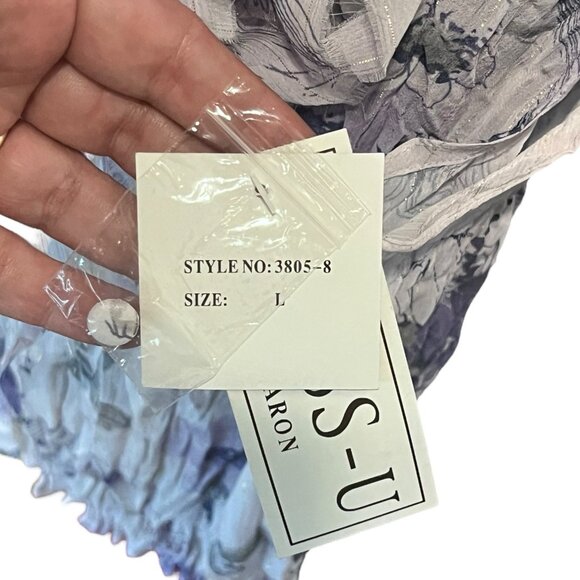 90's U Dress By Sharon Sleeveless Purple Metallic Thread Ruffled Top New Large - Picture 10 of 12